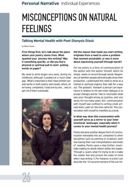 Talking Mental Health with Poet Dionysis Disso, Balkan Beats 51, page 26